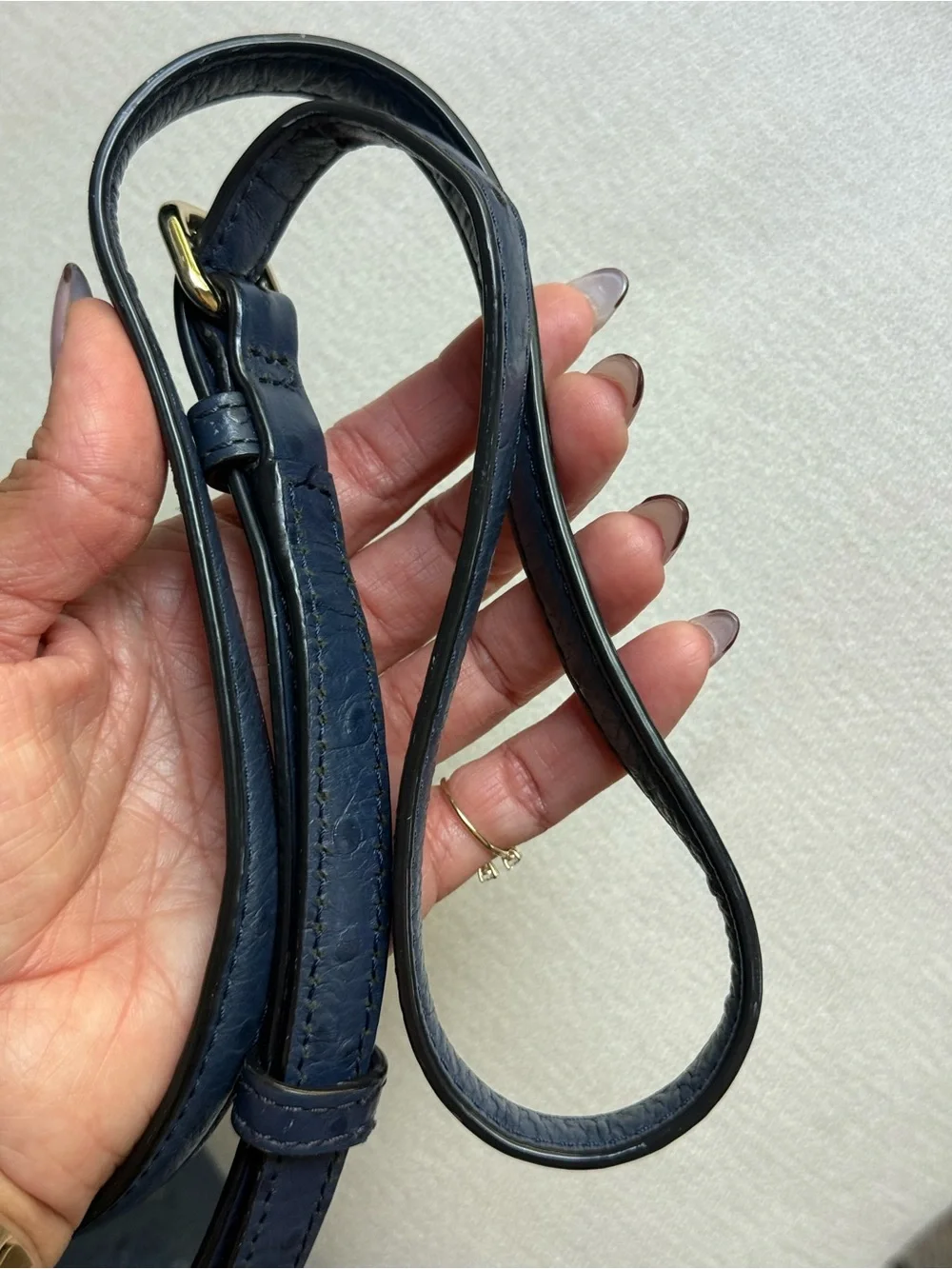 Kate Spade Victoria Falls Madeline Satchel Blue Ostrich Embossed Leather Bag